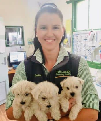 Nurse Emma with Puppies